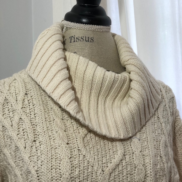525 America Sweaters - Cream Knit Cowl Neck Sweater